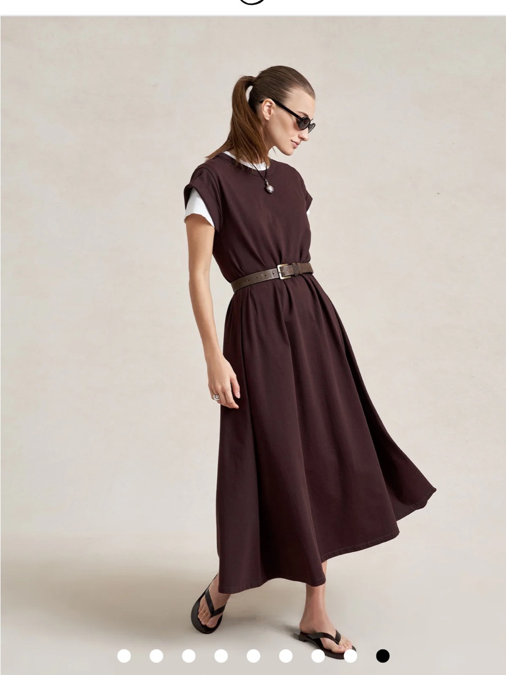 La Ligne Andie chocolate Classic Brown Midi Dress with Belt xs
